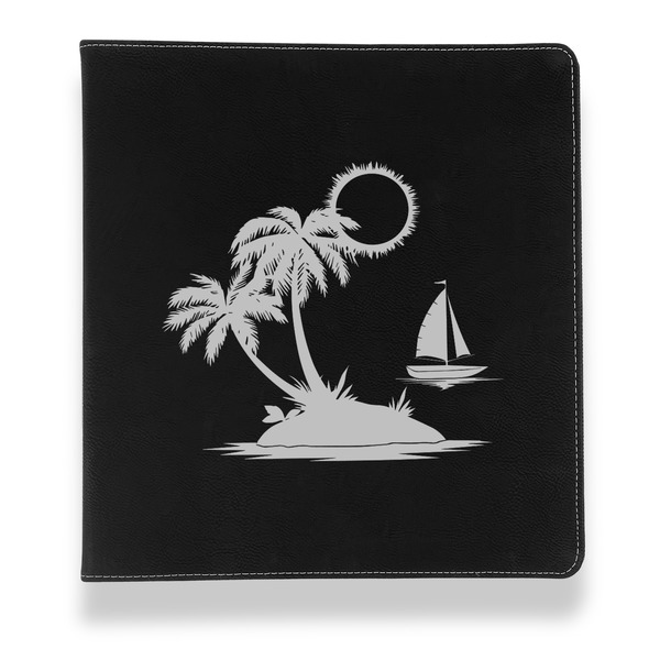 Custom Tropical Sunset Leather Binder - 1" - Black (Personalized)