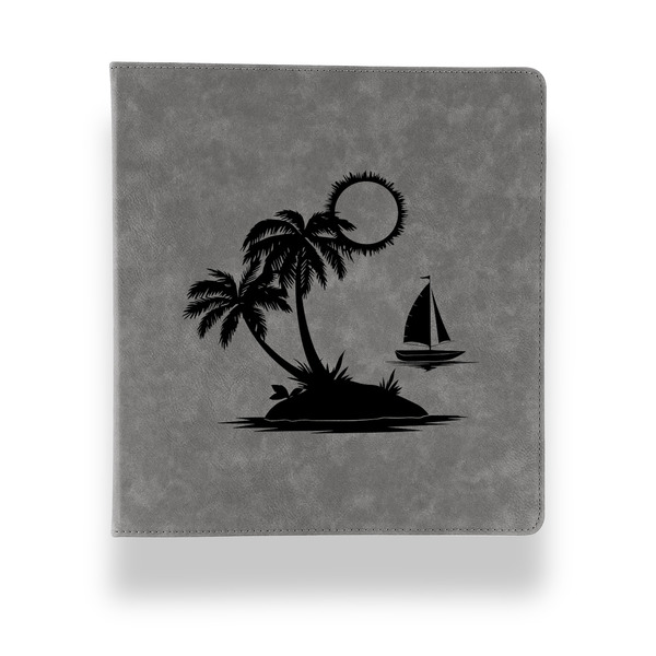 Custom Tropical Sunset Leather Binder - 1" - Grey (Personalized)