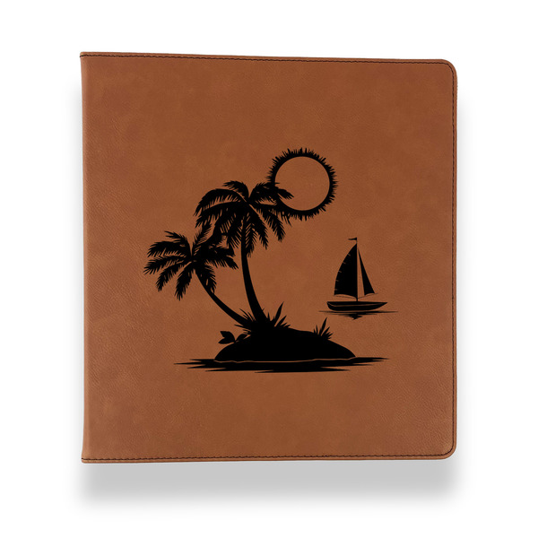 Custom Tropical Sunset Leather Binder - 1" - Rawhide (Personalized)