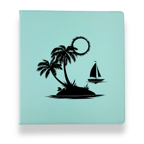 Custom Tropical Sunset Leather Binder - 1" - Teal (Personalized)