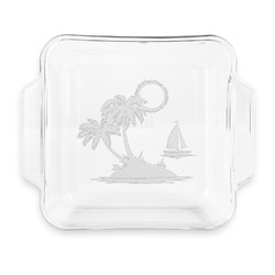 Tropical Sunset Glass Cake Dish with Truefit Lid - 8in x 8in