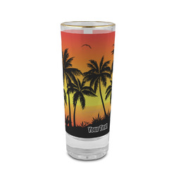 Tropical Sunset 2 oz Shot Glass -  Glass with Gold Rim - Single (Personalized)
