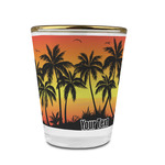 Tropical Sunset Glass Shot Glass - 1.5 oz - with Gold Rim - Set of 4 (Personalized)