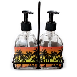 Tropical Sunset Glass Soap & Lotion Bottle Set (Personalized)