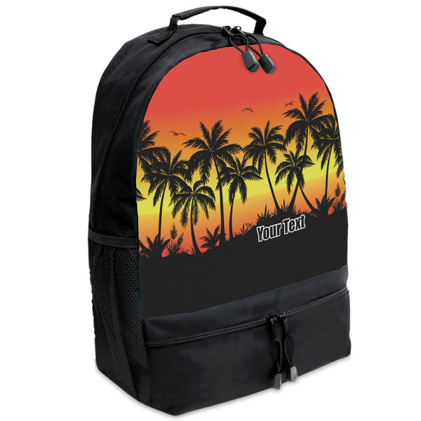 Custom Tropical Sunset Backpacks - Black (Personalized)