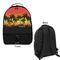 Tropical Sunset Large Backpack - Black - Front & Back View