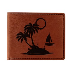 Tropical Sunset Leatherette Bifold Wallet - Double Sided (Personalized)