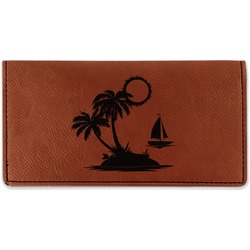 Tropical Sunset Leatherette Checkbook Holder - Double Sided (Personalized)