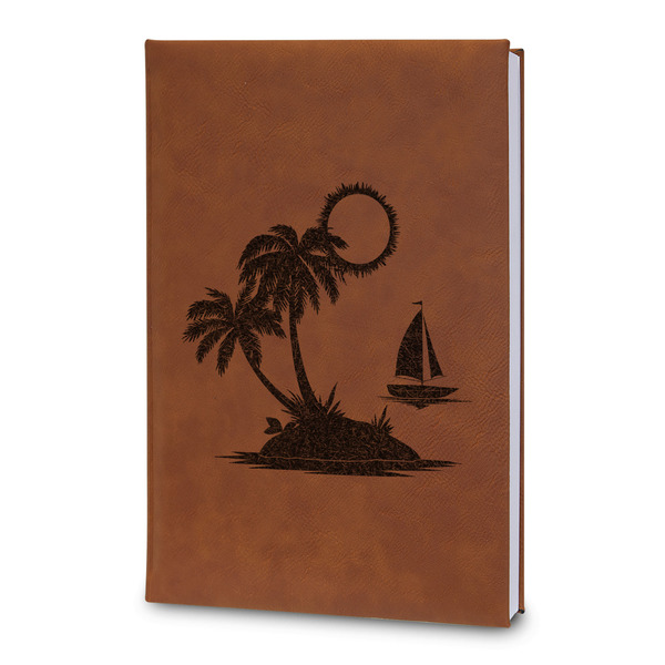 Custom Tropical Sunset Leatherette Journal - Large - Double Sided (Personalized)