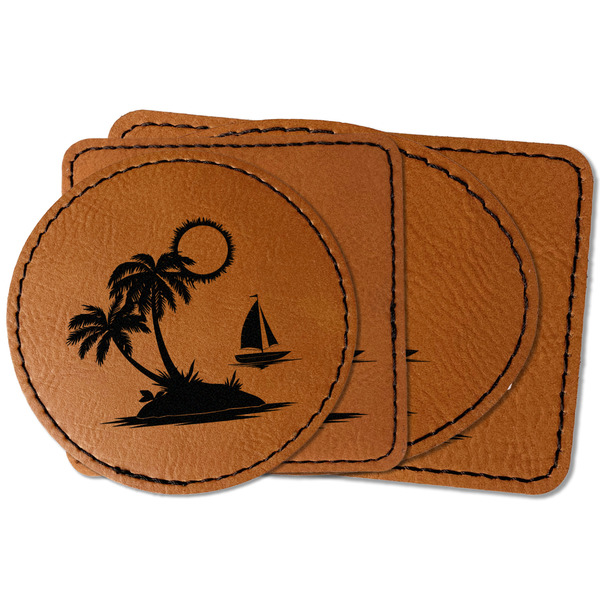 Custom Tropical Sunset Faux Leather Iron On Patch