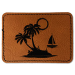 Tropical Sunset Faux Leather Iron On Patch - Rectangle