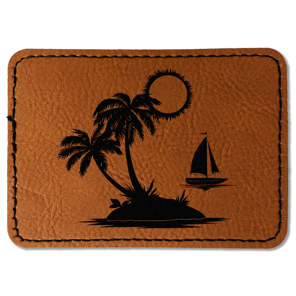 Custom Tropical Sunset Faux Leather Iron On Patch - Rectangle