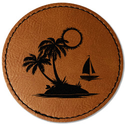 Tropical Sunset Faux Leather Iron On Patch - Round