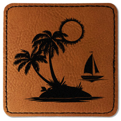 Tropical Sunset Faux Leather Iron On Patch - Square
