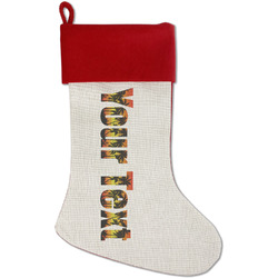 Tropical Sunset Red Linen Stocking (Personalized)