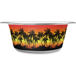 Tropical Sunset Stainless Steel Dog Bowl - Large (Personalized)