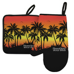 Tropical Sunset Left Oven Mitt & Pot Holder Set w/ Name or Text