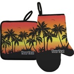 Tropical Sunset Oven Mitt & Pot Holder Set w/ Name or Text