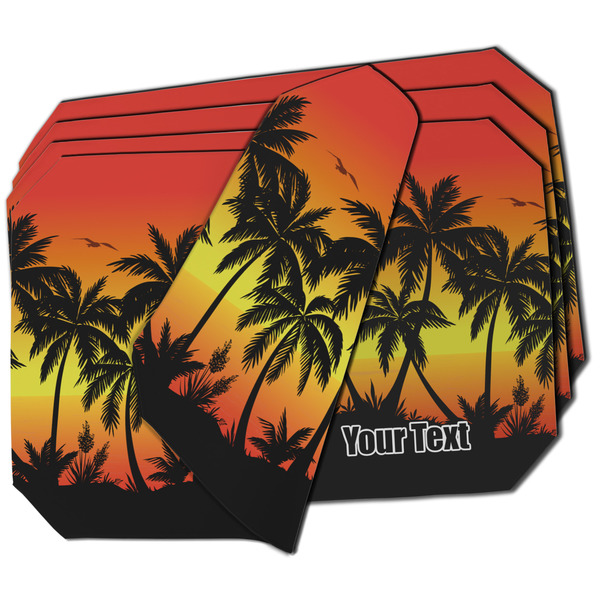 Custom Tropical Sunset Dining Table Mat - Octagon - Set of 4 (Double-SIded) w/ Name or Text