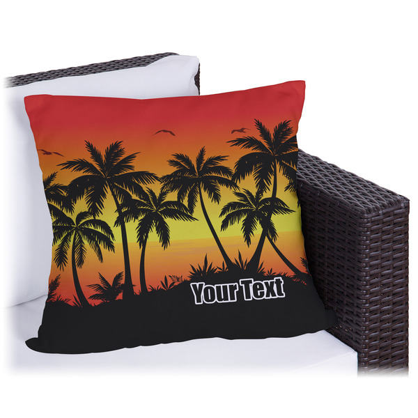 Custom Tropical Sunset Outdoor Pillow - 16" (Personalized)