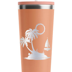 Tropical Sunset RTIC Everyday Tumbler with Straw - 28oz - Peach - Double-Sided (Personalized)