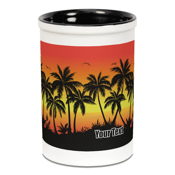 Custom Tropical Sunset Ceramic Pencil Holders - Black