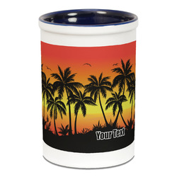 Tropical Sunset Ceramic Pencil Holders - Blue