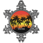 Tropical Sunset Vintage Snowflake Ornament (Personalized)