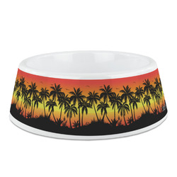 Tropical Sunset Plastic Dog Bowl - Medium (Personalized)