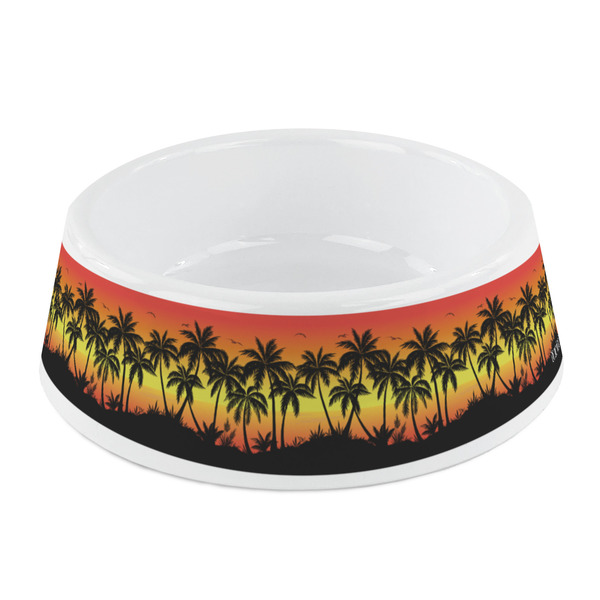 Custom Tropical Sunset Plastic Dog Bowl - Small (Personalized)