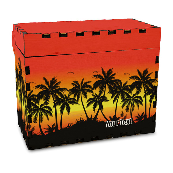 Custom Tropical Sunset Wood Recipe Box - Full Color Print (Personalized)