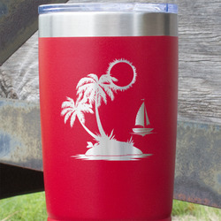 Tropical Sunset 20 oz Stainless Steel Tumbler - Red - Double Sided (Personalized)