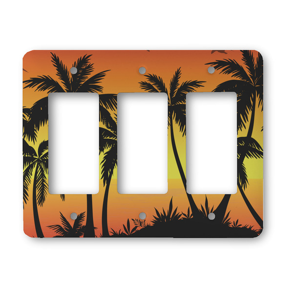 Custom Tropical Sunset Rocker Style Light Switch Cover - Three Switch