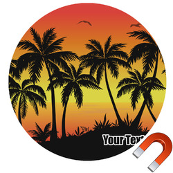 Tropical Sunset Round Car Magnet - 10" (Personalized)