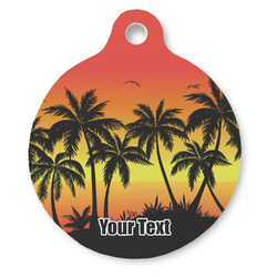 Tropical Sunset Round Pet ID Tag - Large (Personalized)