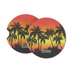 Tropical Sunset Sandstone Car Coasters - Set of 2 (Personalized)
