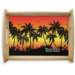 Tropical Sunset Natural Wooden Tray - Large (Personalized)