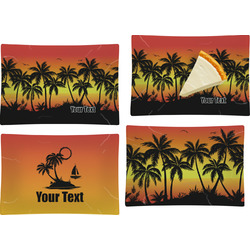 Tropical Sunset Set of 4 Glass Rectangular Appetizer / Dessert Plate (Personalized)