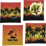 Tropical Sunset Set of 4 Glass Square Lunch / Dinner Plate 9.5" (Personalized)