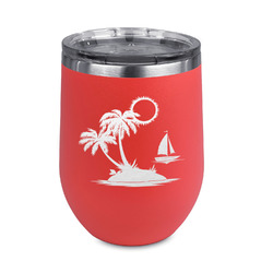 Tropical Sunset Stemless Stainless Steel Wine Tumbler - Coral - Single Sided