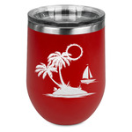 Tropical Sunset Stemless Stainless Steel Wine Tumbler - Red - Double Sided (Personalized)