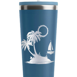 Tropical Sunset RTIC Everyday Tumbler with Straw - 28oz - Steel Blue - Double-Sided (Personalized)