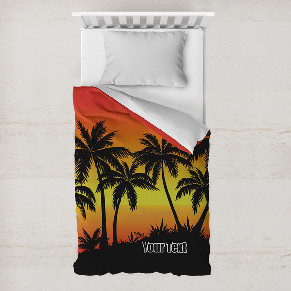 Custom Tropical Sunset Toddler Duvet Cover w/ Name or Text