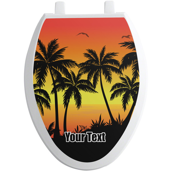 Custom Tropical Sunset Toilet Seat Decal - Elongated (Personalized)