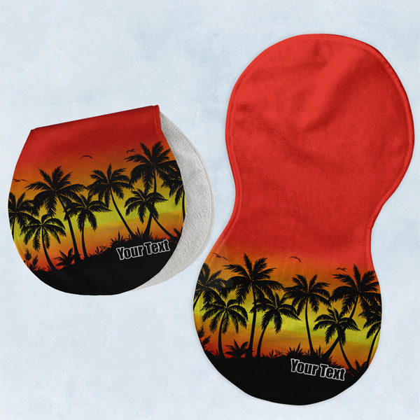 Custom Tropical Sunset Burp Pads - Velour - Set of 2 w/ Name or Text