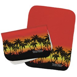 Tropical Sunset Burp Cloths - Fleece - Set of 2 w/ Name or Text