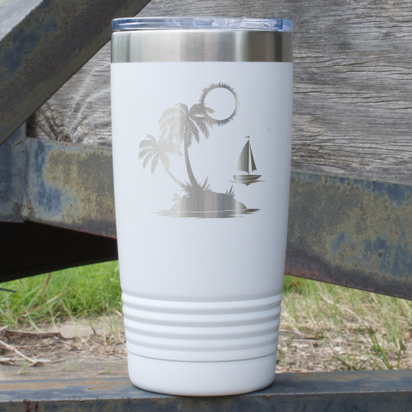 Custom Tropical Sunset 20 oz Stainless Steel Tumbler - White - Double Sided (Personalized)