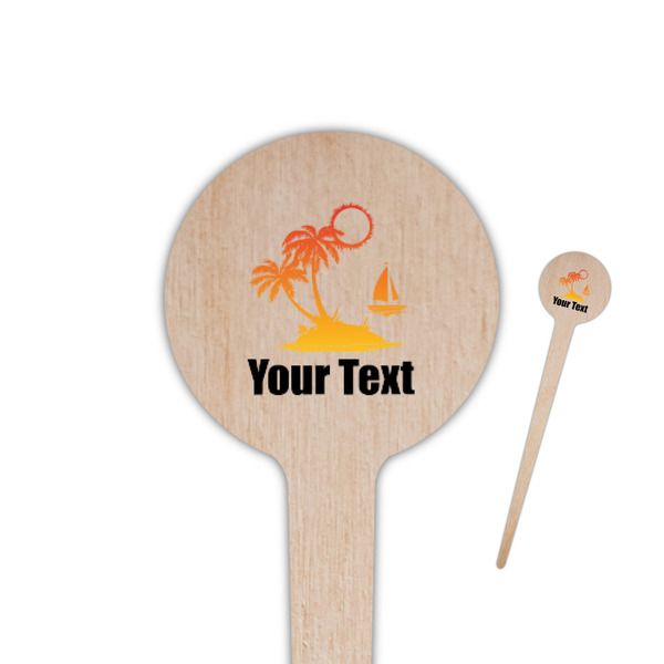 Custom Tropical Sunset 4" Round Wooden Food Picks - Single Sided (Personalized)