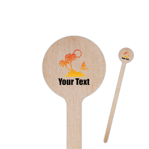 Custom Tropical Sunset 7.5" Round Wooden Stir Sticks - Single Sided (Personalized)