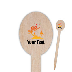 Tropical Sunset Oval Wooden Food Picks - Double Sided (Personalized)